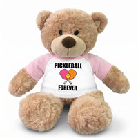 Pickleball Teddy Bear - Personalized 13" Bonny Bear, Paddle Design - pink sleeves
