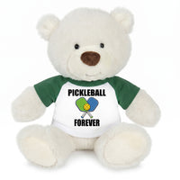 Pickleball Teddy Bear - Personalized 10" Creamy White Nuzzles Bear, Paddle Design - green sleeves