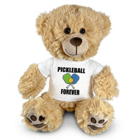 Pickleball Teddy Bear - Personalized 14" Honey Bear, Paddle Design - white sleeves