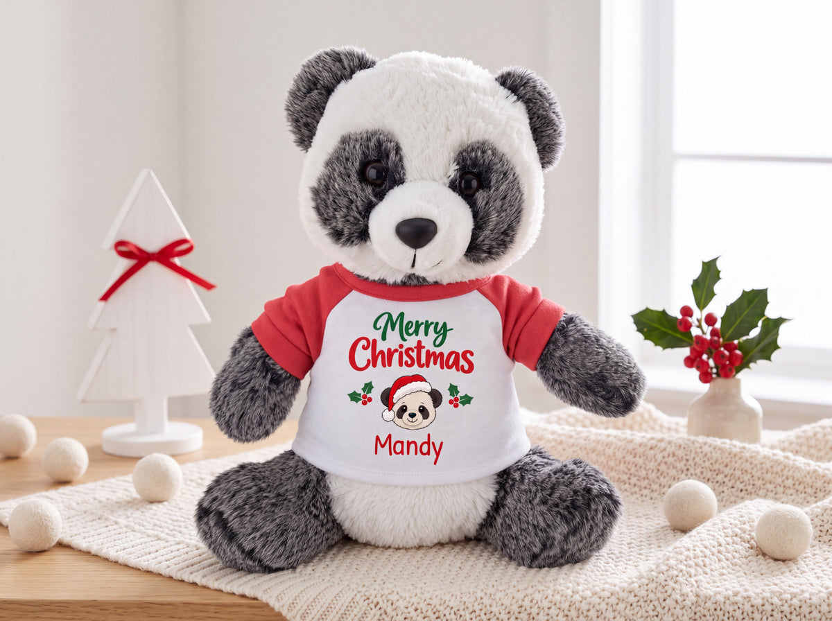 Personalized Christmas Stuffed Panda - 11 Inch Plush Ping Panda