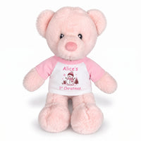 Personalized Christmas Teddy Bear - 11 Inch Pink Baby Kori Bear