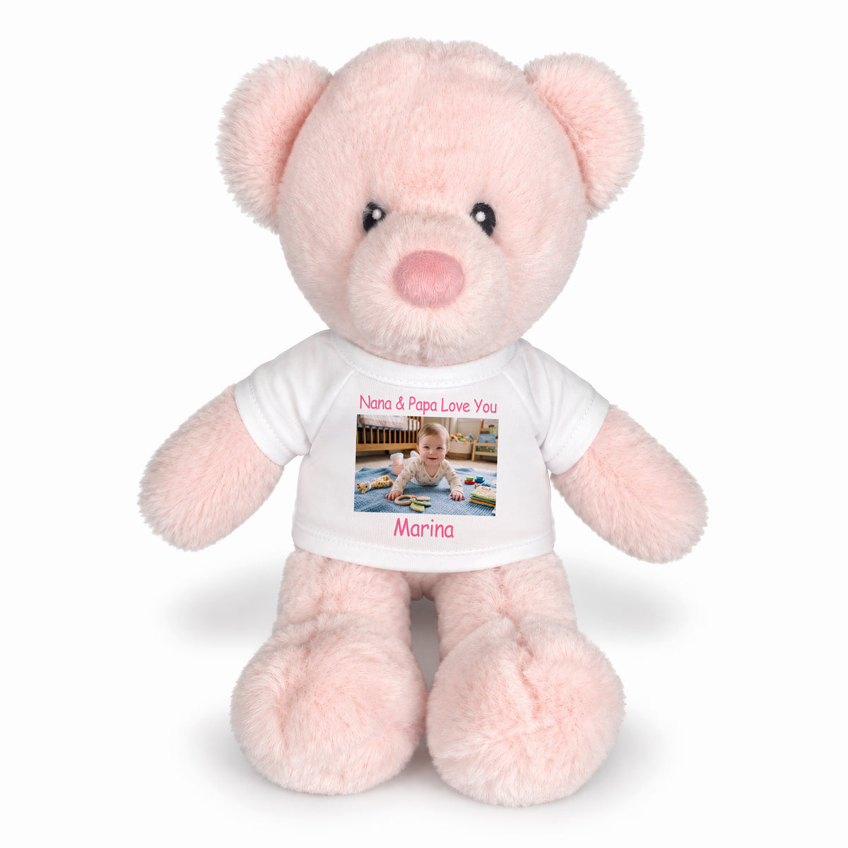 Personalized Teddy Bear - 11 inch Pink Baby Kori Bear with Photo and/or Text
