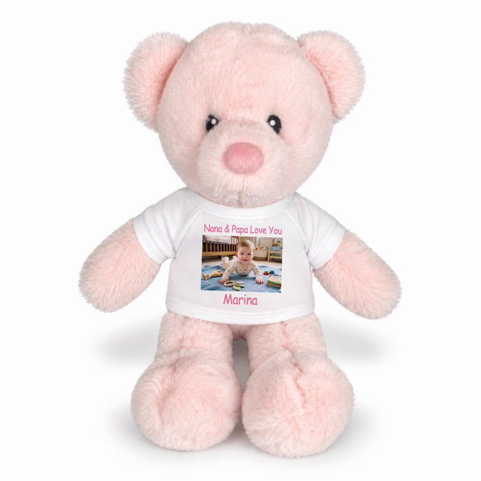 Personalized Teddy Bear - 11 inch Pink Baby Kori Bear with Photo and/or Text