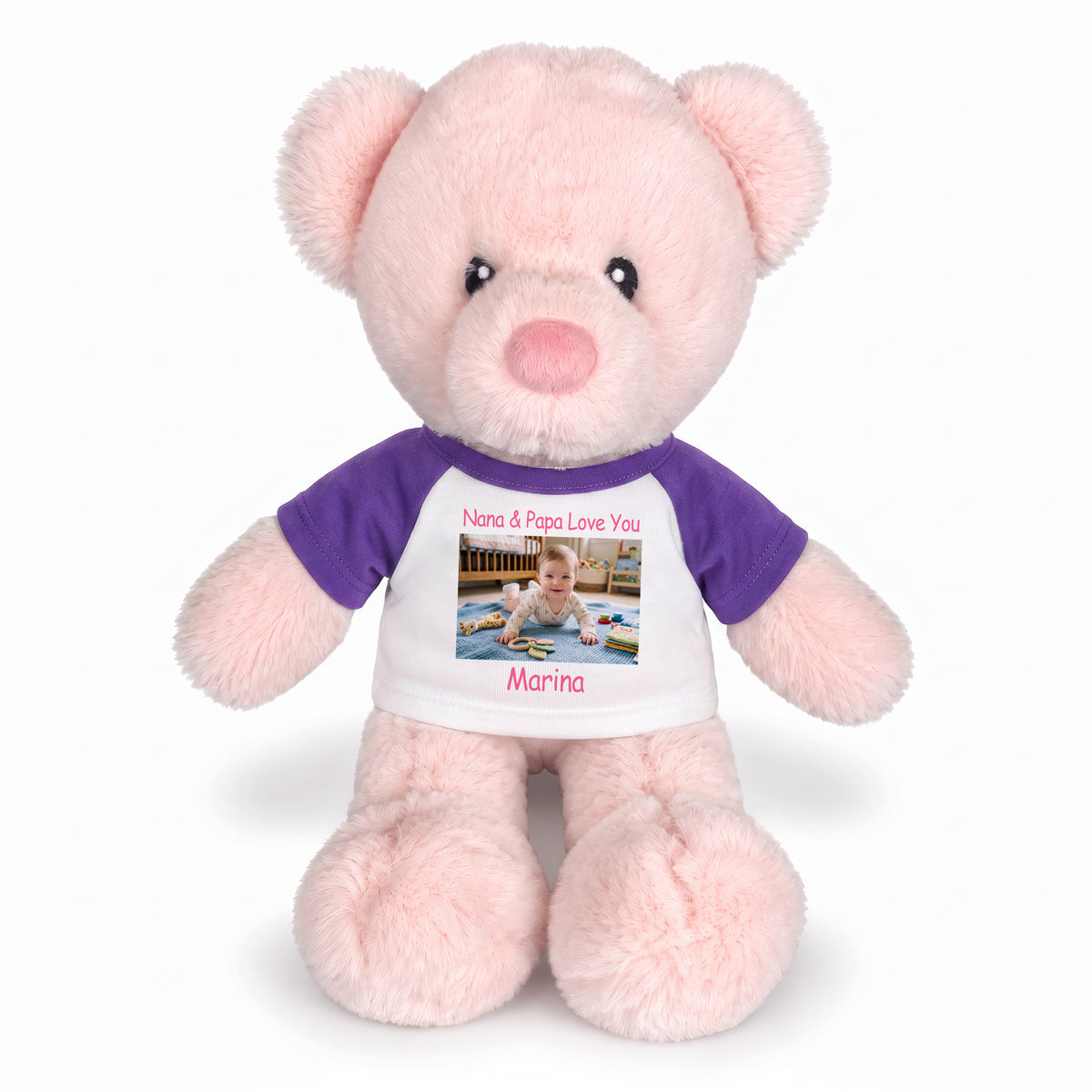 Personalized Teddy Bear - 11 inch Pink Baby Kori Bear with Photo and/or Text - , 