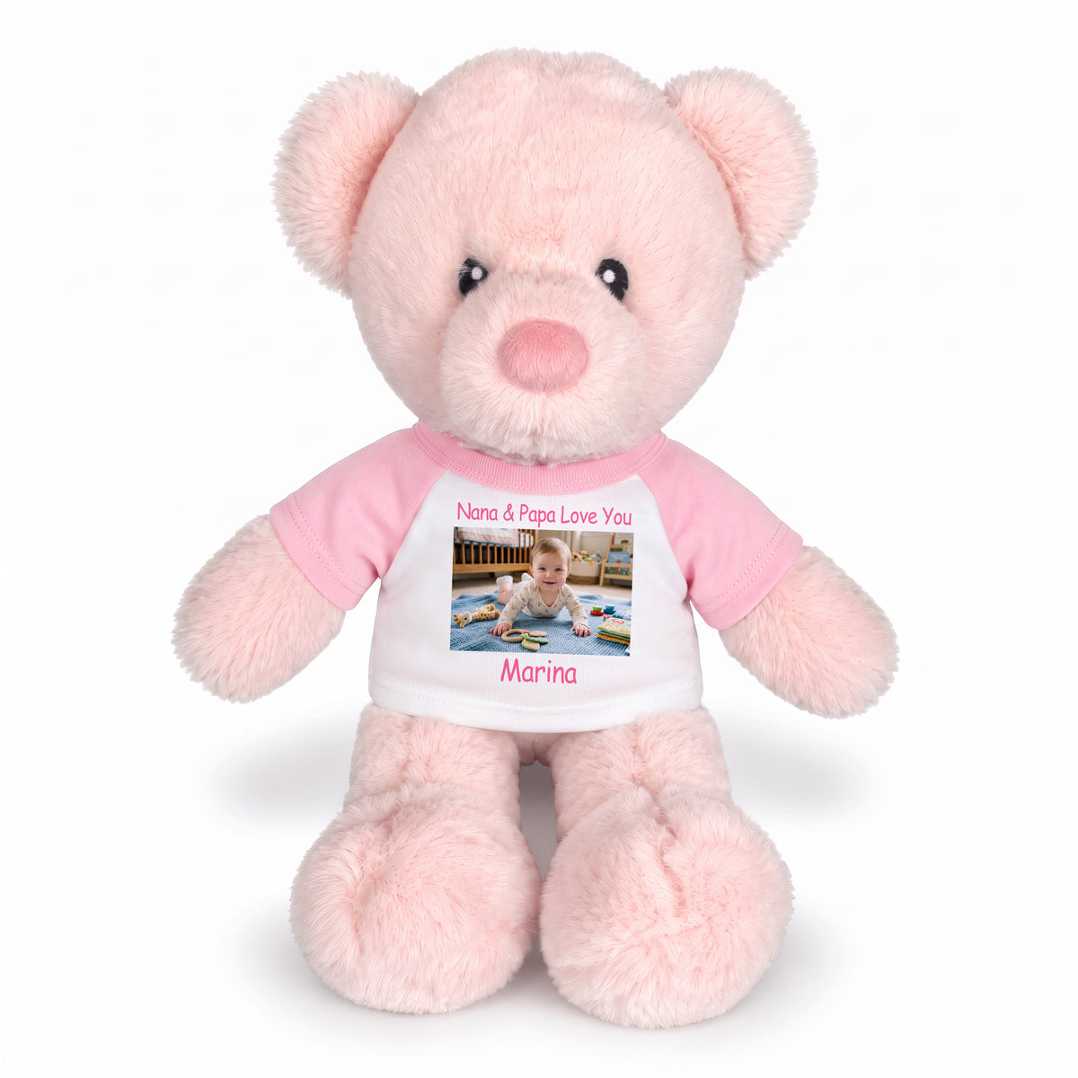 Personalized Teddy Bear - 11 inch Pink Baby Kori Bear with Photo and/or Text - , 