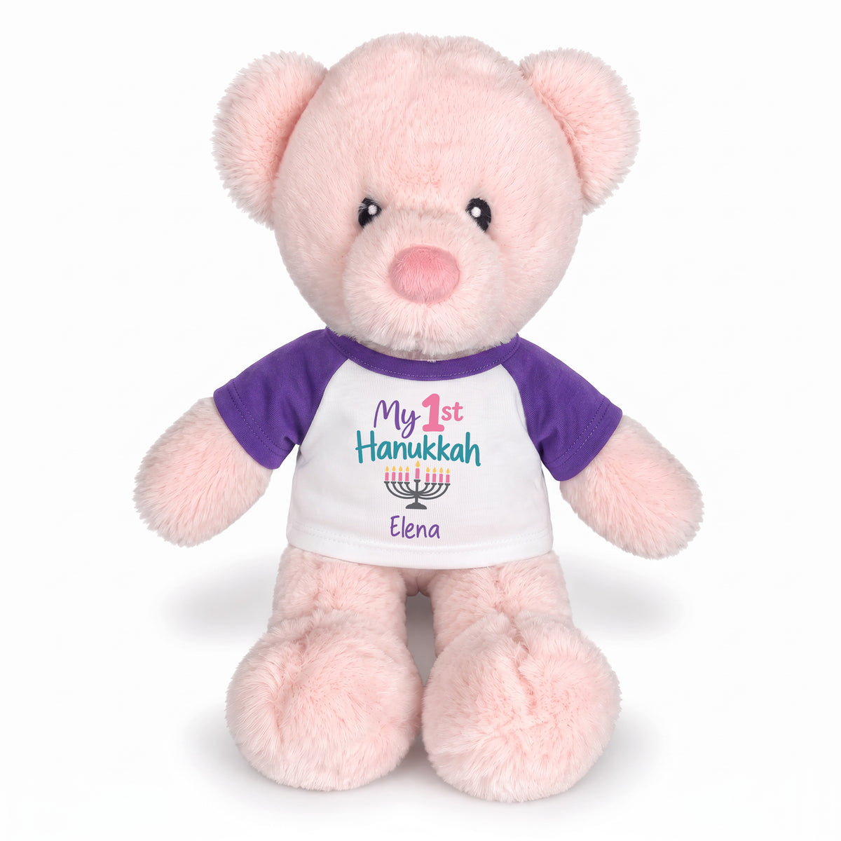 Personalized Hanukkah Teddy Bear - 11 Inch Baby Kori Bear - My 1st Hanukkah, Purple