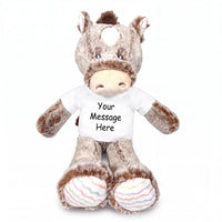 Personalized Stuffed Horse - 12" Promise Pony, Ebba Baby Plush Collection - White Shirt