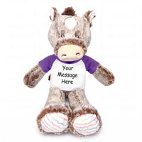 Personalized Stuffed Horse - 12" Promise Pony, Ebba Baby Plush Collection - Purple Shirt
