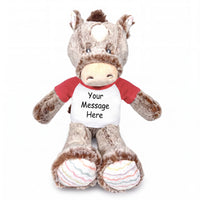 Personalized Stuffed Horse - 12" Promise Pony, Ebba Baby Plush Collection - Red Shirt