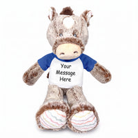 Personalized Stuffed Horse - 12" Promise Pony, Ebba Baby Plush Collection - Royal Blue Shirt