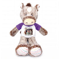 Personalized Stuffed Horse - 12 inch Promise Pony with Photo and/or Text - Purple Shirt