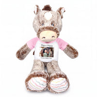 Personalized Stuffed Horse - 12 inch Promise Pony with Photo and/or Text - Pink Shirt