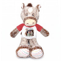 Personalized Stuffed Horse - 12 inch Promise Pony with Photo and/or Text - Red Shirt