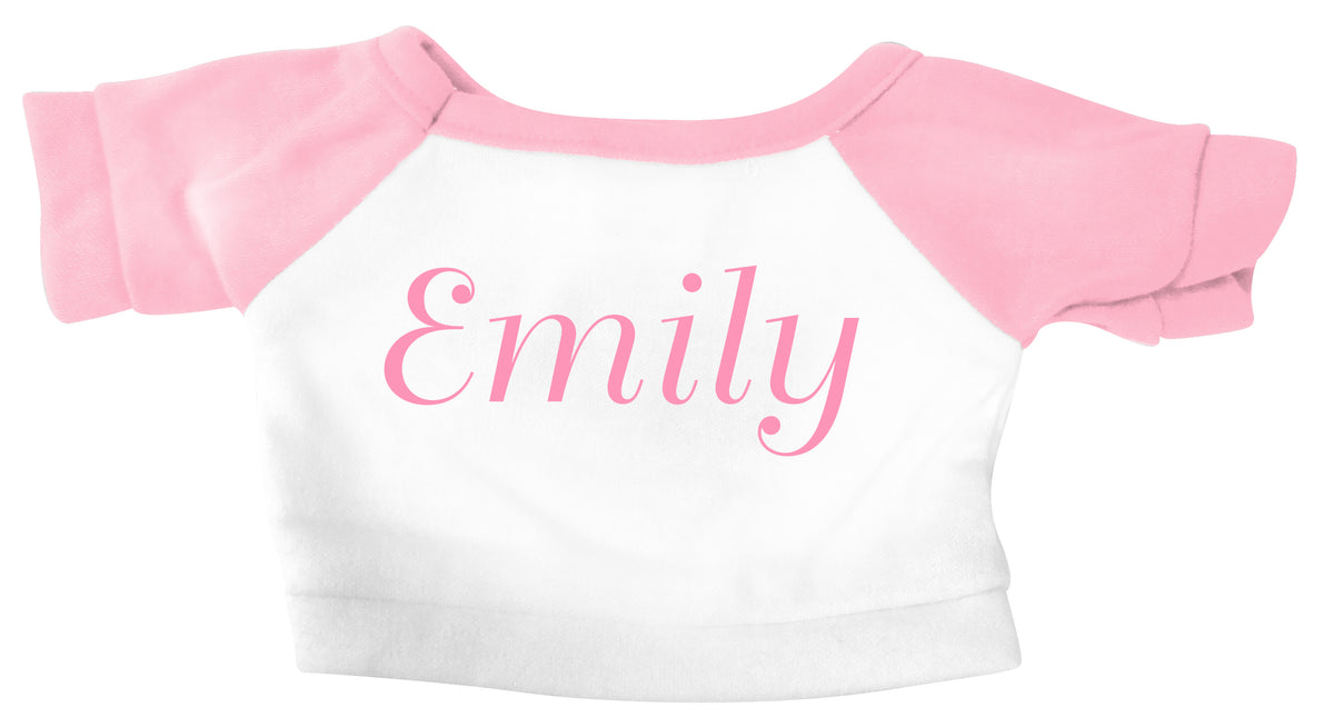 Example of teddy bear T-shirt with text only, single line