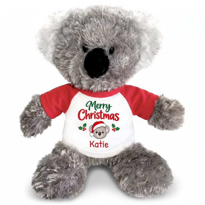 Personalized Christmas Stuffed Koala - 12 Inch Plush Tubbie Wubbies Koala - Red, Merry Christmas Koala