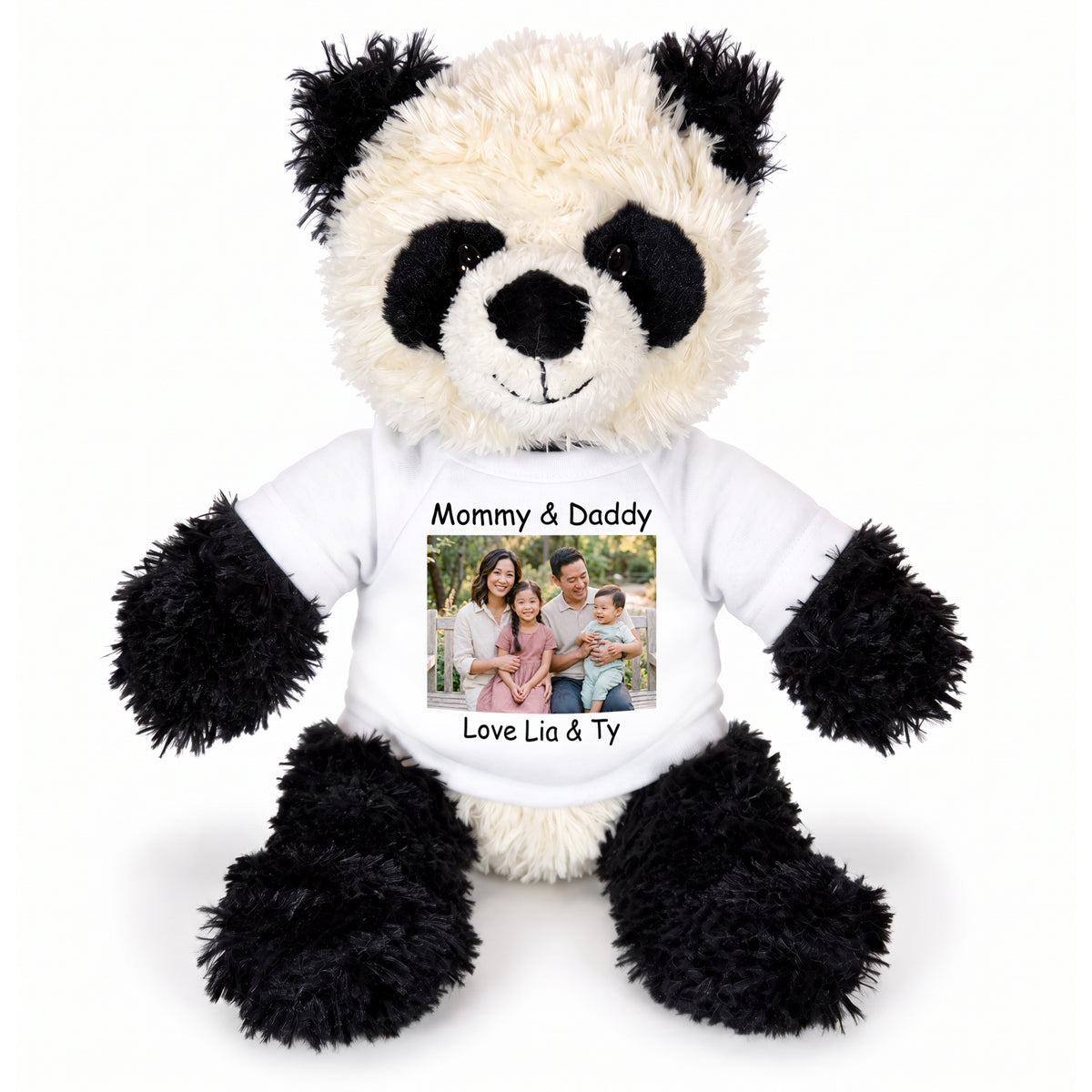 Personalized Stuffed Panda - 12 inch Aurora Plush Tubbie Wubbie Panda - White, Print on Front Only