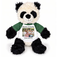 Personalized Stuffed Panda - 12 inch Aurora Plush Tubbie Wubbie Panda - Green Sleeves, Print on Front Only