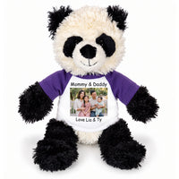 Personalized Stuffed Panda - 12 inch Aurora Plush Tubbie Wubbie Panda - Purple Sleeves, Print on Front Only