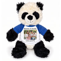 Personalized Stuffed Panda - 12 inch Aurora Plush Tubbie Wubbie Panda - Royal Blue Sleeves, Print on Front Only
