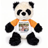 Personalized Stuffed Panda - 12 inch Aurora Plush Tubbie Wubbie Panda - Orange Sleeves, Print on Front Only