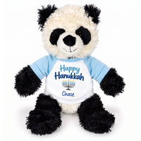 Personalized Hanukkah Stuffed Panda - 12 Inch Plush Tubbie Wubbies Panda - Happy Hanukkah, Light Blue Shirt / Blue Design