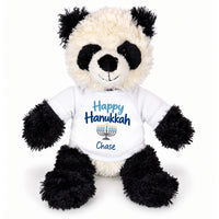 Personalized Hanukkah Stuffed Panda - 12 Inch Plush Tubbie Wubbies Panda - Happy Hanukkah, White Shirt / Blue Design