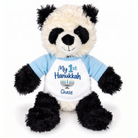 Personalized Hanukkah Stuffed Panda - 12 Inch Plush Tubbie Wubbies Panda - My 1st Hanukkah, Light Blue Shirt / Blue Design