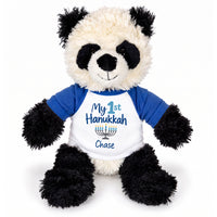 Personalized Hanukkah Stuffed Panda - 12 Inch Plush Tubbie Wubbies Panda - My 1st Hanukkah, Royal Blue Shirt / Blue Design