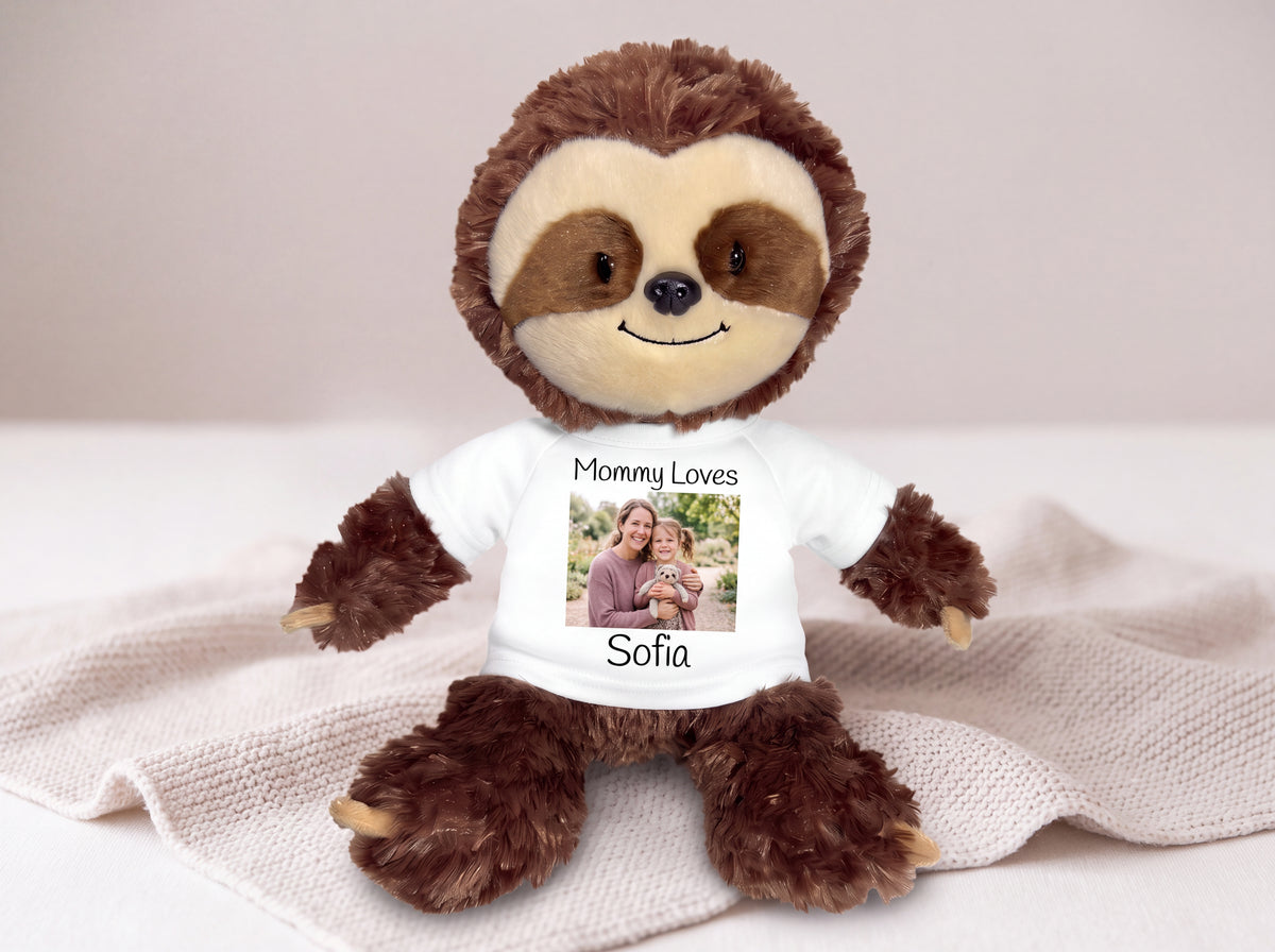Personalized Stuffed Sloth - 12 inch Plush Tubbie Wubbie Sloth with Photo and/or Text - , 