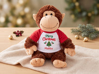 Personalized Christmas Stuffed Monkey - 12 Inch Plush Tubbie Wubbies Chimp
