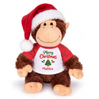 Personalized Christmas Stuffed Monkey - 12 Inch Plush Tubbie Wubbies Chimp