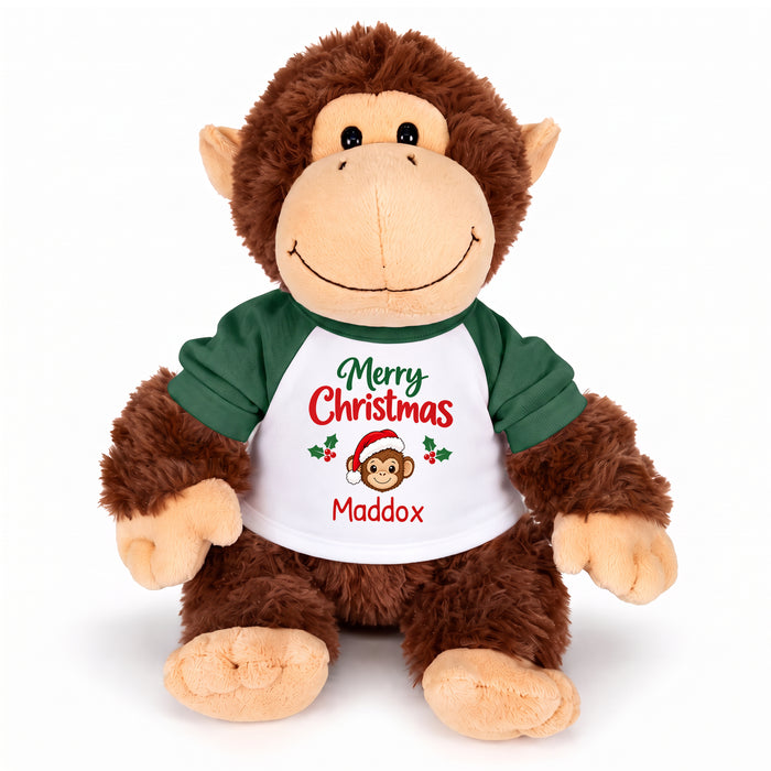 Personalized Christmas Stuffed Monkey - 12 Inch Plush Tubbie Wubbies Chimp