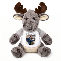 Personalized Stuffed Moose - 11 Inch Milo Moose with your photo and/or custom text - Grey Shirt