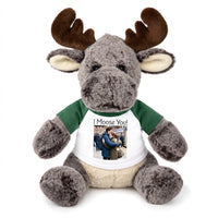 Personalized Stuffed Moose - 11 Inch Milo Moose with your photo and/or custom text - Green Shirt