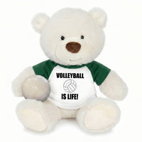 Personalized Volleyball Teddy Bear - 10 Inch White Nuzzles Bear - Green Shirt