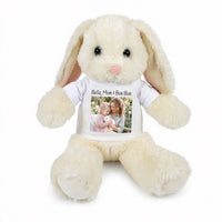 Personalized Stuffed 13 inch White Bunny Rabbit with Photo and/or Text - White Shirt