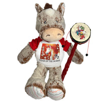 Chinese Zodiac Year of the Horse 2026 Lunar New Year Stuffed Animal - 12 inch Plush Ebba Pony with mini drum noisemaker
