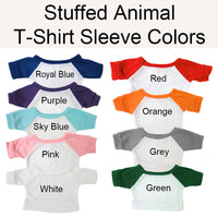 Shirt Colors for Personalized Teddy Bears and Stuffed Animals