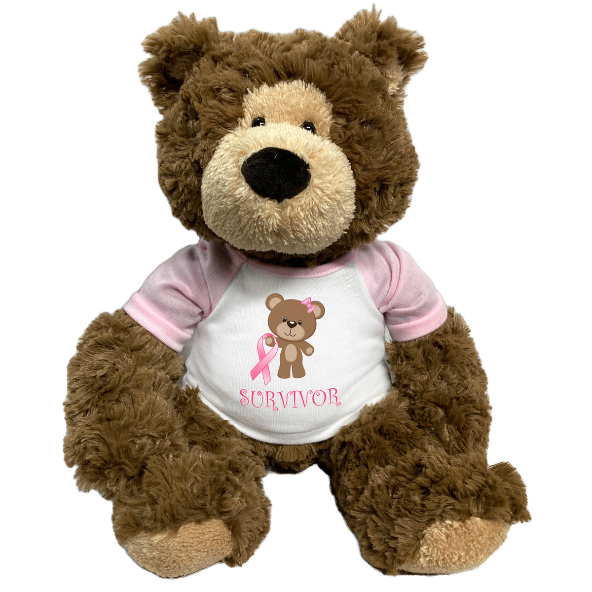 Breast Cancer Support Teddy Bear - Personalized 14 Inch Bear Hugs - Survivor Design