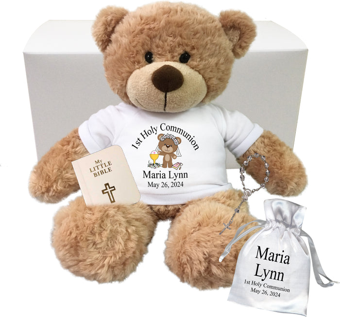 Personalized 1st Communion Teddy Bear Gift Set - 13" Bonny Bear
