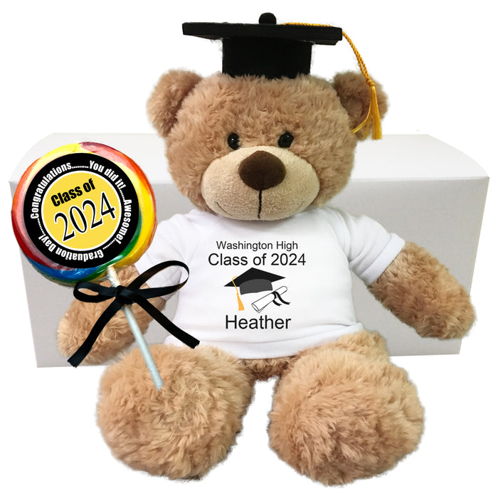 Personalized Graduation Teddy Bear Gift Set - 13" Bonny Bear - Class of 2024