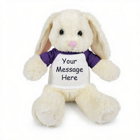Personalized Stuffed Bunny Rabbit, White, 13 Inches - purple sleeves