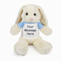 Personalized Stuffed Bunny Rabbit, White, 13 Inches - light blue sleeves
