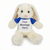 Personalized Stuffed Bunny Rabbit, White, 13 Inches - royal blue sleeves