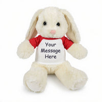 Personalized Stuffed Bunny Rabbit, White, 13 Inches - red sleeves