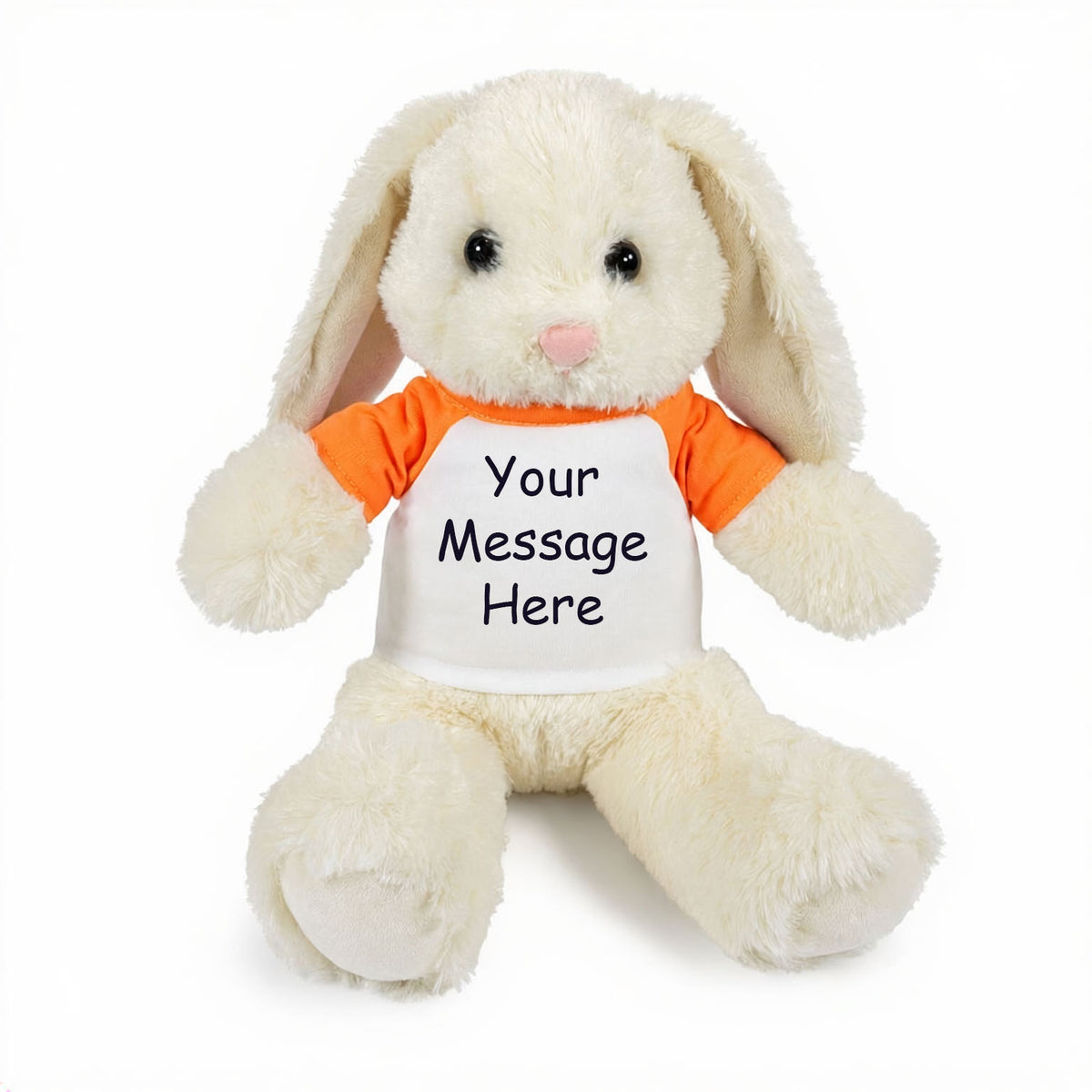 Personalized Stuffed Bunny Rabbit, White, 13 Inches - orange sleeves