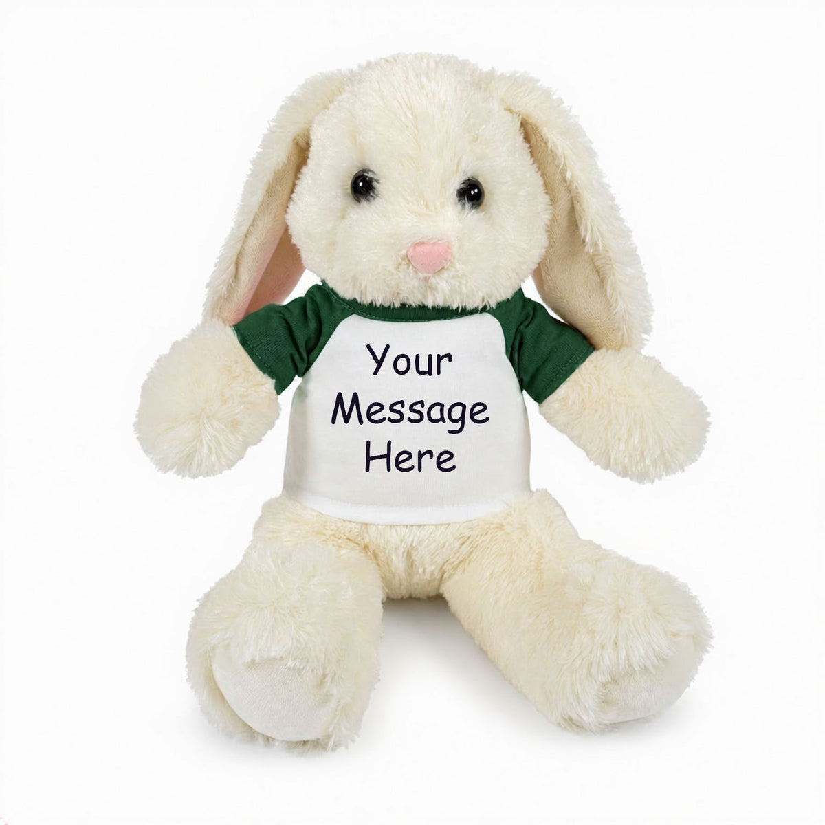 Personalized Stuffed Bunny Rabbit, White, 13 Inches - green sleeves