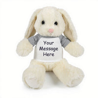 Personalized Stuffed Bunny Rabbit, White, 13 Inches - grey sleeves