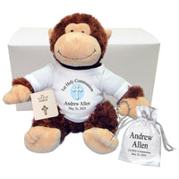 Personalized 1st Communion Monkey Gift Set - 12" Plush Chimp