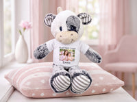 Personalized Stuffed Cow - 12 inch Coby Cow with your custom Photo and/or Text